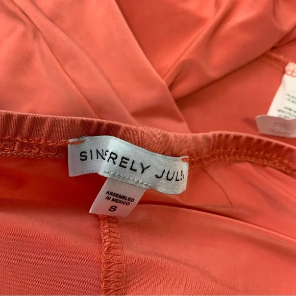 Sincerely Jules Dress Small Y2K  Halter Key Hole Midi Strapless Orange Stretch - Picture 6 of 9